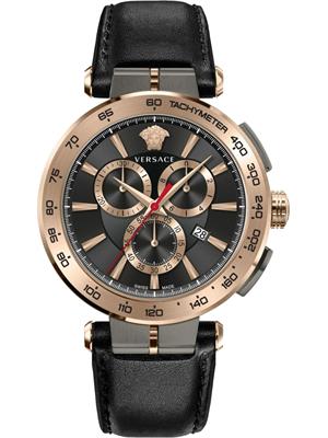 Versace Aion Chrono Leather Watch 45mm