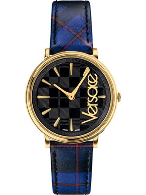 Versace Blue V-Circle Tartan Watch 38mm