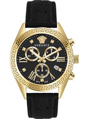 Versace Greca Chrono Leather Watch 40mm