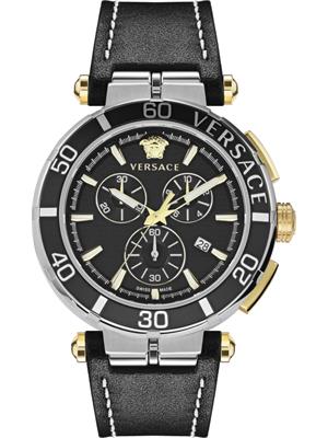 Versace Greca Chrono Leather Watch 45mm