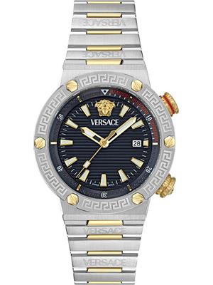 Versace Greca Logo Diver Two Tone Watch 43mm