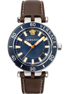 Versace Greca Sport Leather Watch 43mm