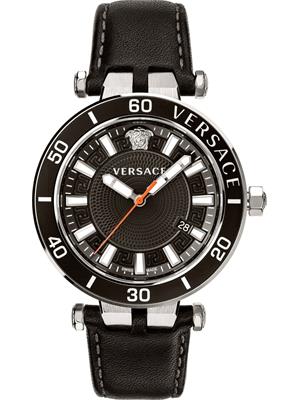 Versace Greca Sport Leather Watch 43mm