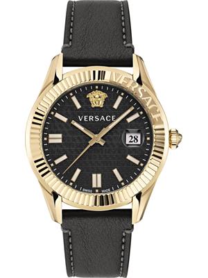 Versace Greca Time Leather Watch 41mm