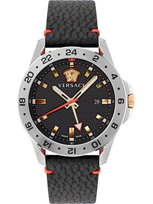 Versace Sport Tech Gmt Leather Watch 45mm