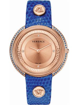 Versace Thea Diamond Gold IP Blue Watch 39mm