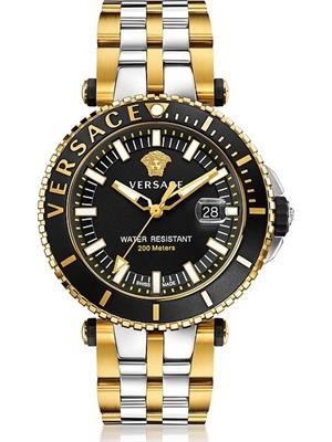 Versace V-Race Black Two Tone Watch 46mm