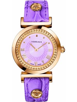 Versace Vanity Leather Purple Watch 35mm