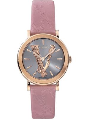 Versace Virtus Pink Leather Strap Watch 36mm