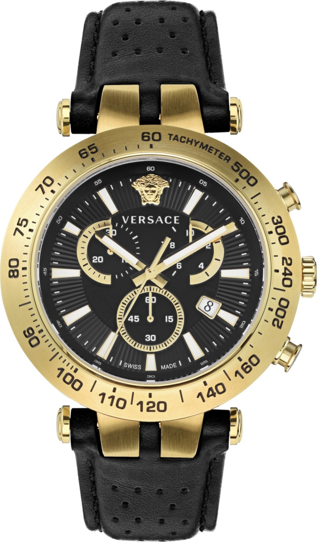 Versace Bold Chrono Leather Watch 46mm
