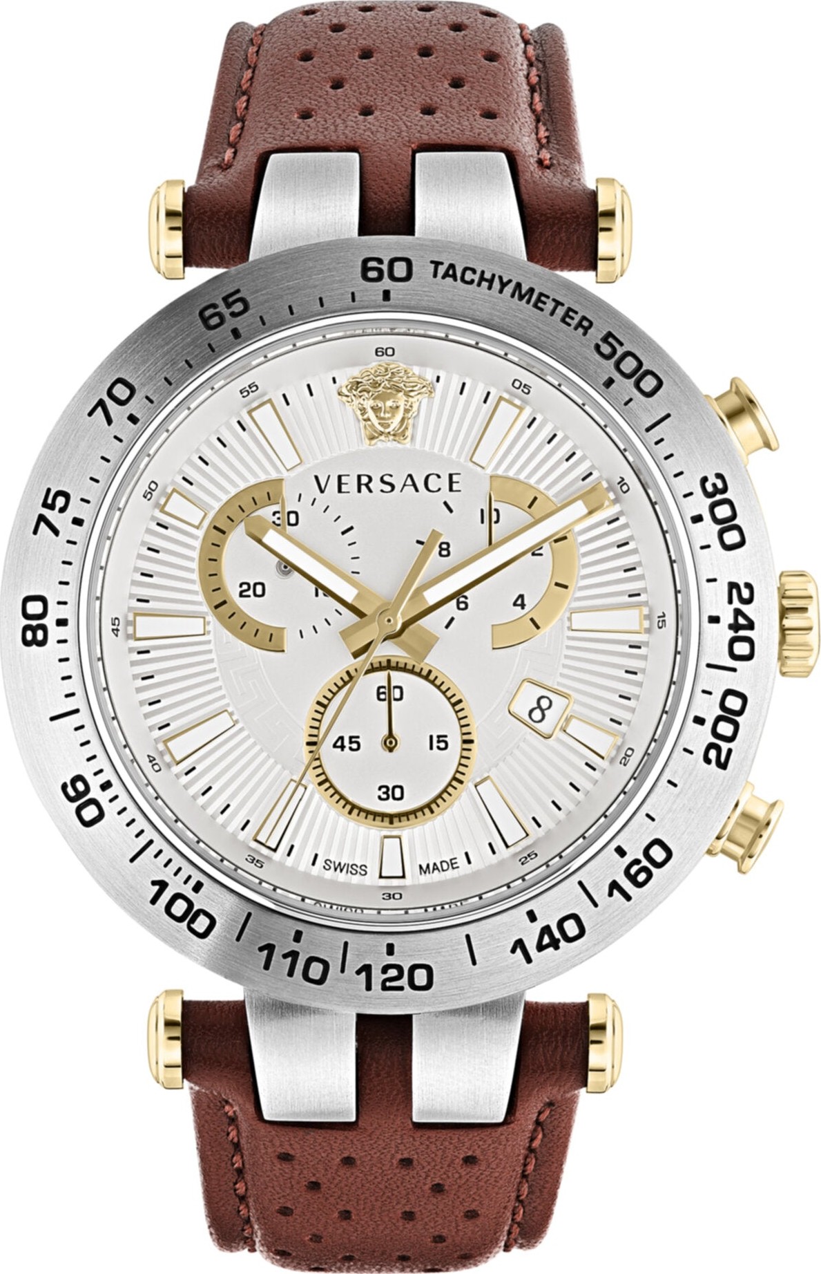 Versace Bold Chrono Leather Watch 46mm